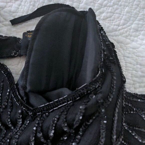 Vintage 1980s Beaded Dress Mark & John by Sam 100% Silk Black Cocktail Medium - Picture 13 of 13